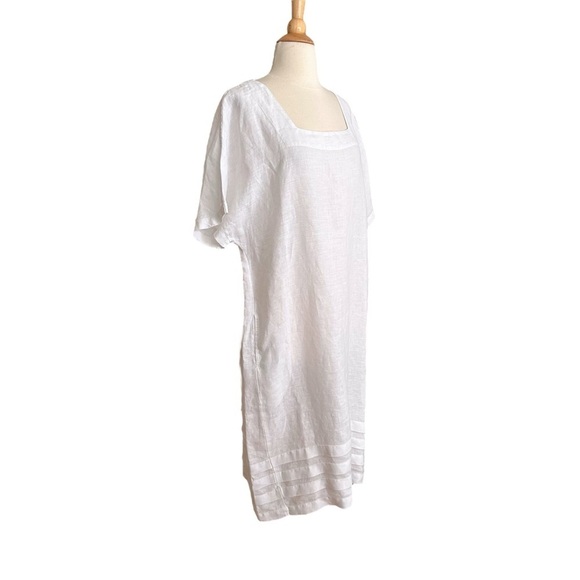 HARIS COTTON White Linen Shift Dress Relaxed Fit Beachy Coastal Size Small - Picture 2 of 12